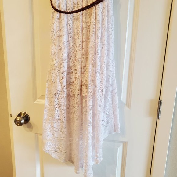 Lily Rose High-Low White Lace Dress - Juniors Medium - Picture 10 of 17